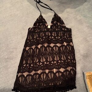 Forever 21 Black Lace Backless Dress